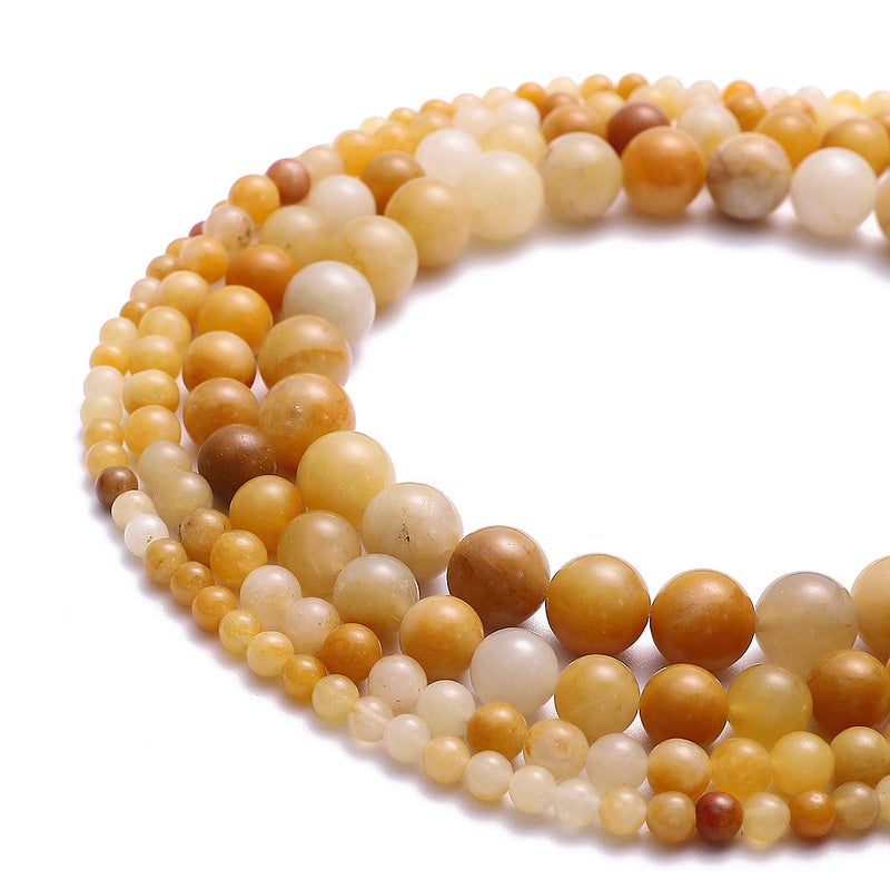 BEADIA Natural Yellow Jade Stone Round Loose Semi Gemstone Beads for Jewelry Making 4MM 89PCS - Image 4